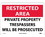 NMC 10" X 14" Plastic Safety Identification Sign, Private Property Trespassers.., Price/each