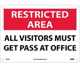 NMC RA3 Restricted Area All Visitors Must Get Pass At Office Sign