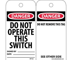 NMC RPT102 Do Not Operate This Switch Tag