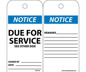 NMC RPT107 Notice Due For Service See Other Side Tag