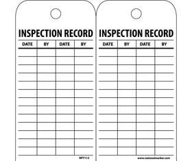 NMC RPT112ST Inspection Record Tag, Polytag, 6" x 3"