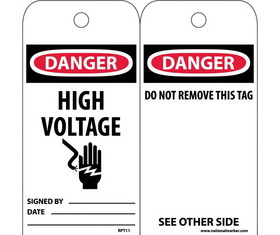 NMC RPT11 Danger High Voltage Tag