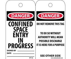 NMC RPT126 Danger Confined Space Entry In Progress Tag
