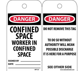 NMC RPT127 Danger Confined Space Worker In Confined Space Tag