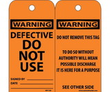 NMC RPT130 Warning Defective Do Not Use Tag