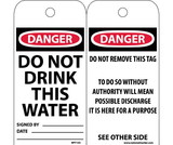 NMC RPT133 Danger Do Not Drink This Water Tag