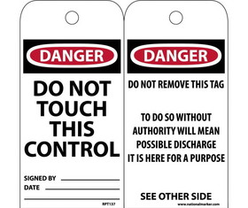 NMC RPT137 Danger Do Not Touch This Control Tag