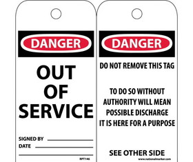 NMC RPT146 Danger Out Of Service Tag
