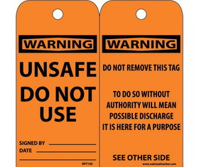 NMC RPT150 Warning Unsafe Do Not Use Tag