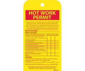 NMC RPT171 Hot Work Permit Tag