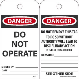 NMC RPT1 Danger Do Not Operate Tag