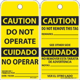 NMC RPT216ST Caution Do Not Operate Bilingual Tag, Polytag, 6