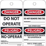 NMC RPT219ST Danger Do Not Operate, Bilingual Tag, Polytag, 6