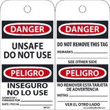 NMC RPT221 Danger Unsafe Do Not Use Bilingual Tag