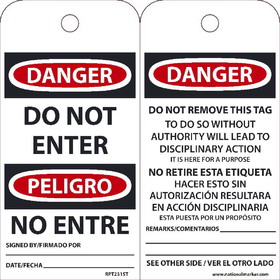 NMC RPT231ST Danger / Peligro Do Not Enter