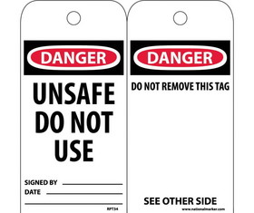 NMC RPT34ST100 Danger Unsafe Do Not Use Tag