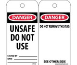 NMC RPT34ST Danger Unsafe Do Not Use Tag, Polytag, 6