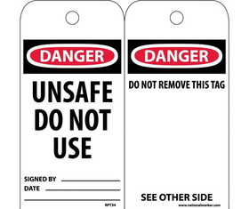 NMC RPT34ST Danger Unsafe Do Not Use Tag, Polytag, 6" x 3"
