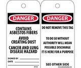 NMC RPT39 Danger Contains Asbestos Fibers Tag