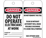 NMC RPT3 Danger Do Not Operate Electricians At Work Tag