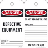 NMC RPT59ST Danger Defective Equipment Tag, Polytag, 6