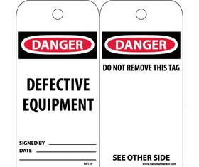 NMC RPT59 Danger Defective Equipment Tag