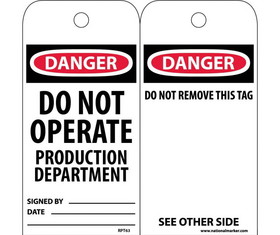 NMC RPT63 Danger Do Not Operate Production Department Tag