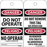NMC RPT90ST Danger Do Not Operate Bilingual Tag, Polytag, 6