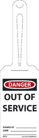 NMC RPTH6 Danger Out Of Service Ez Hang Tag, Unrippable Vinyl, 11.25" x 3.25"