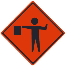 NMC RUR13 Reflective Roll-Up Flagger Ahead Sign