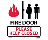 NMC S39LBL Fire Door Please Keep Closed Label, Adhesive Backed Vinyl, 4