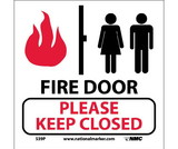 NMC S39P Fire Door Please Keep Closed, Adhesive Backed Vinyl, 7