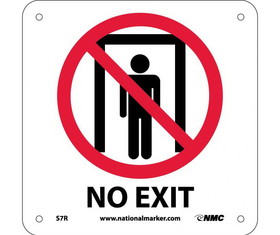 NMC S7R No Exit W/ Graphic Label, Rigid Plastic, 7" x 7"