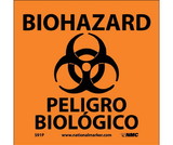 NMC S91P Biohazard Peligro Biologico Bilingual W/Graphic Label, Adhesive Backed Vinyl, 7