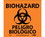 NMC S91P Biohazard Peligro Biologico Bilingual W/Graphic Label, Adhesive Backed Vinyl, 7" x 7", Price/each