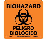 NMC S91R Biohazard Peligro Biologico Bilingual W/ Graphic Label, Rigid Plastic, 7