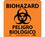 NMC S91R Biohazard Peligro Biologico Bilingual W/ Graphic Label, Rigid Plastic, 7" x 7", Price/each