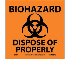 NMC S92 Biohazard Dispose Of Properly Sign