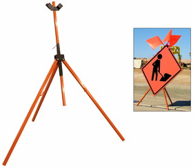 NMC SDLSTAND Heavy Duty Tripod Stand For Rigid And Roll Up Signs, METAL, 51" x 22"