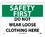 NMC 10" X 14" Vinyl Safety Identification Sign, Do Not Wear Loose Clothing Here, Price/each