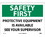 NMC 10" X 14" Vinyl Safety Identification Sign, Protective Equipment Is Avai.., Price/each