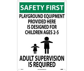 NMC SF61 Safety First Adult Supervision Sign, Standard Aluminum, 20" x 14"
