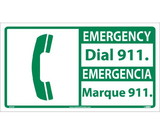 NMC SFA3 Emergency Dial 911 Sign - Bilingual
