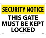NMC SN32 Security Notice This Gate Must Be Kept Locked Sign