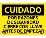 NMC SPC177 Caution Lockout Before Start Sign - Spanish