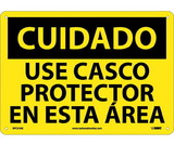 NMC SPC31 Caution Hard Hat Area Sign - Spanish