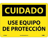 NMC SPC369 Caution Use Protective Equipment Sign - Spanish