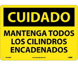 NMC SPC530 Caution Keep All Cylinders Chained Sign - Spanish