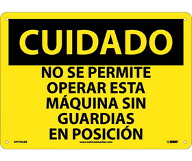 NMC SPC700 Caution Chock Wheels Sign - Spanish