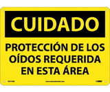 NMC SPC73 Caution Hearing Protection Required Sign - Spanish